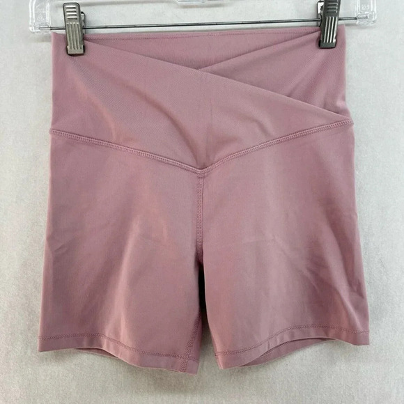 H&M Sports Shorts Womens Sz XS Pink High Waist Shorts Wrap Over Training Hottie - Picture 1 of 11